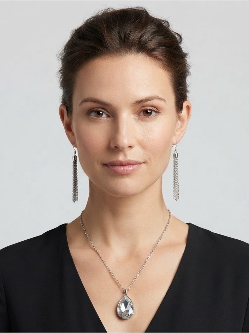 Paparazzi Silver Tone Necklace and Chain Earring Set